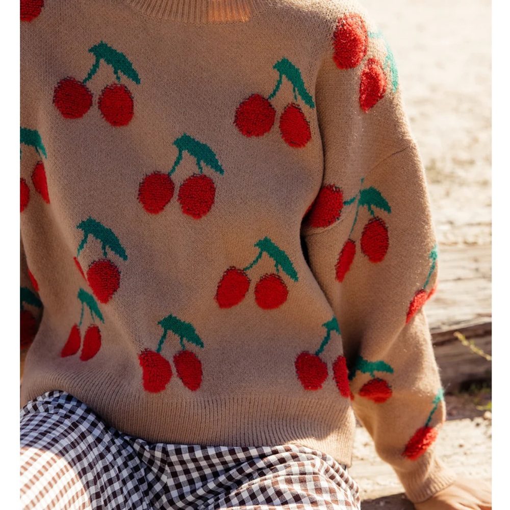 Roolee Cherry Crew Neck Sweater